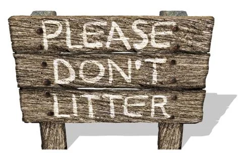 Please do not litter old wood sign (isolated on white) Stock Illustration