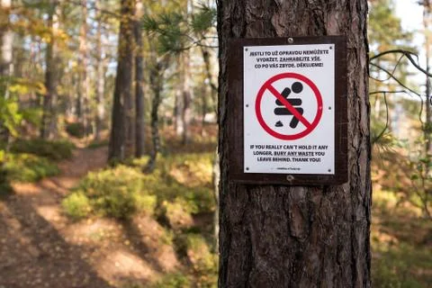 Please do not shit in the forest Stock Photos