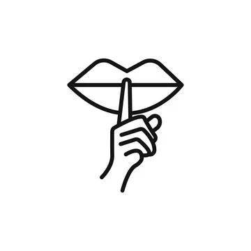 Please do quite pssst icon logo sign vector outline Stock Illustration