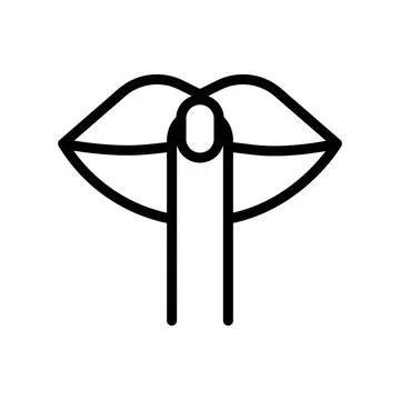 Please do quite pssst icon linear logo mark in black and white Ilustración de archivo
