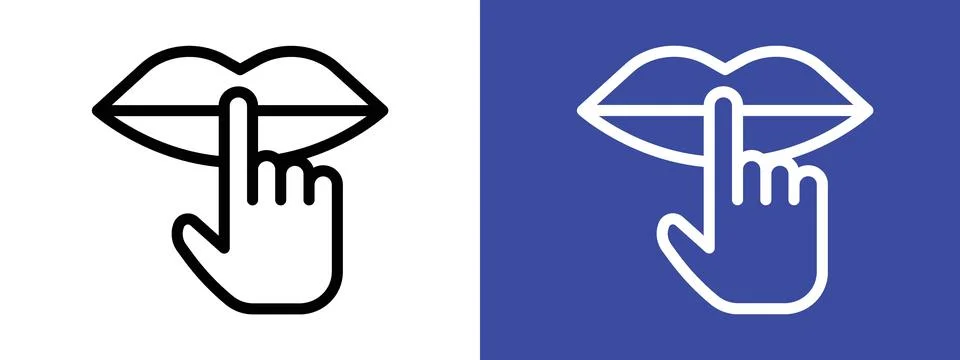 Please do quite pssst icon logo sign set vector outline Ilustración de archivo