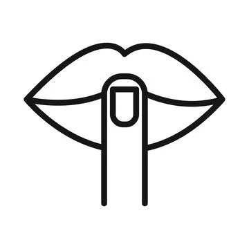 Please do quite pssst icon Black line art vector logo Ilustración de archivo