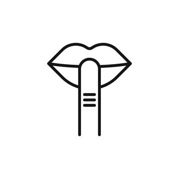 Please do quite pssst icon outline collection in black and on white backgroun Ilustración de archivo