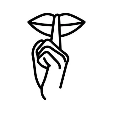 Please do quite pssst icon linear logo mark in black and white Ilustración de archivo