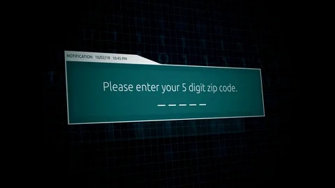 Please enter your five digit zip code- online banking notification Stock Footage 87360235