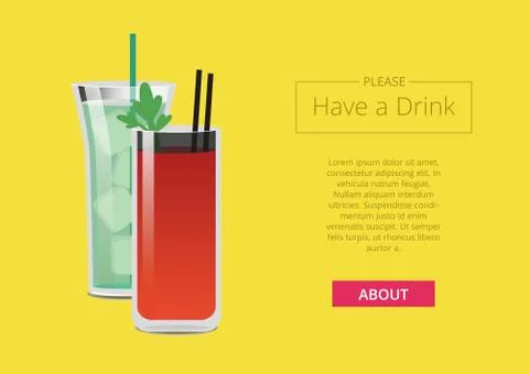 Please Have a Drink Promo Web Poster with Cocktail Stock Illustration