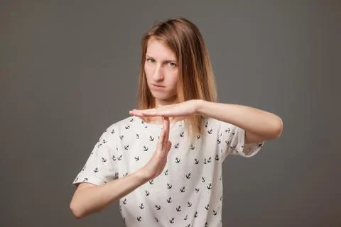 Please, i need pause concept. European woman need time out. Stock Photos