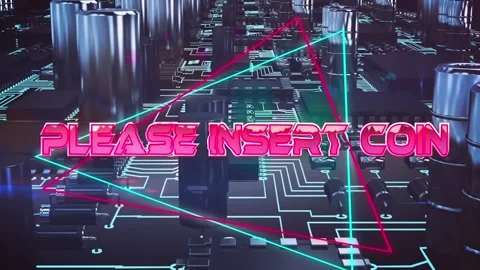 Please insert icon text on neon triangles over close up of microprocessor Vídeo Stock 158414223