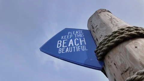 Please keep this beach beautiful sign Ballycastle Stock-Footage 317237758