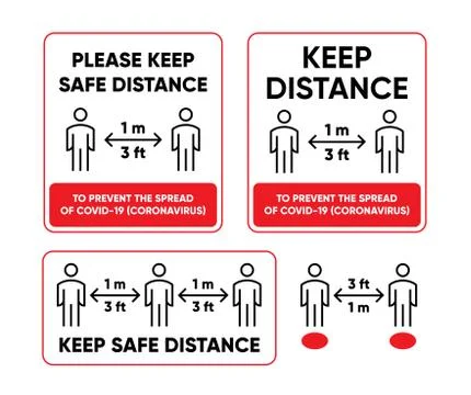 Please Keep Safe Distance sign for Public Place and Queue in Store. Human icons イラスト素材
