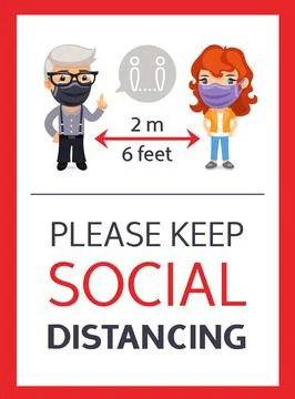 Please Keep Social Distancing Poster Stock Illustration