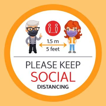 Please Keep Social Distancing Round Poster Stock Illustration