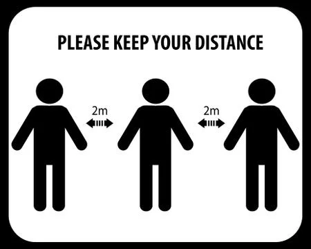 Please Keep Your Distance, sign and sticker vector.social distancing and infe Stock Illustration