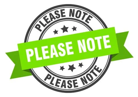 Please note label. please noteround band sign. please note stamp Stock Illustration