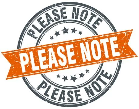 Please note round grunge ribbon stamp Stock Illustration