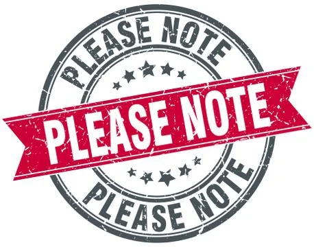 Please note round grunge ribbon stamp Stock Illustration
