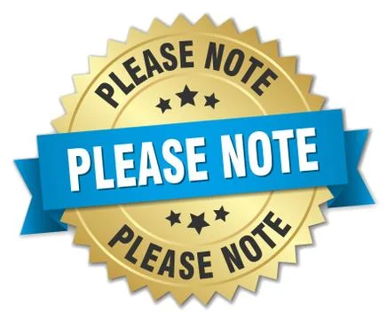 Please note round isolated gold badge Stock Illustration