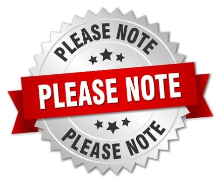 Please note round isolated silver badge Stock Illustration