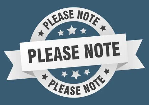 Please note round ribbon isolated label. please note sign Stock Illustration