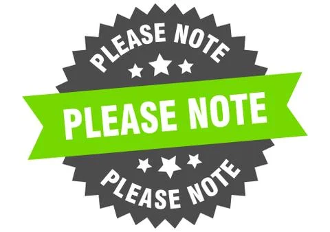 Please note sign. please note circular band label. round please note sticker Stock Illustration