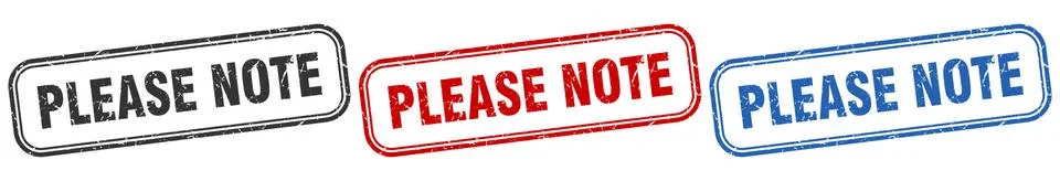 Please note square isolated sign set. please note stamp Stock Illustration