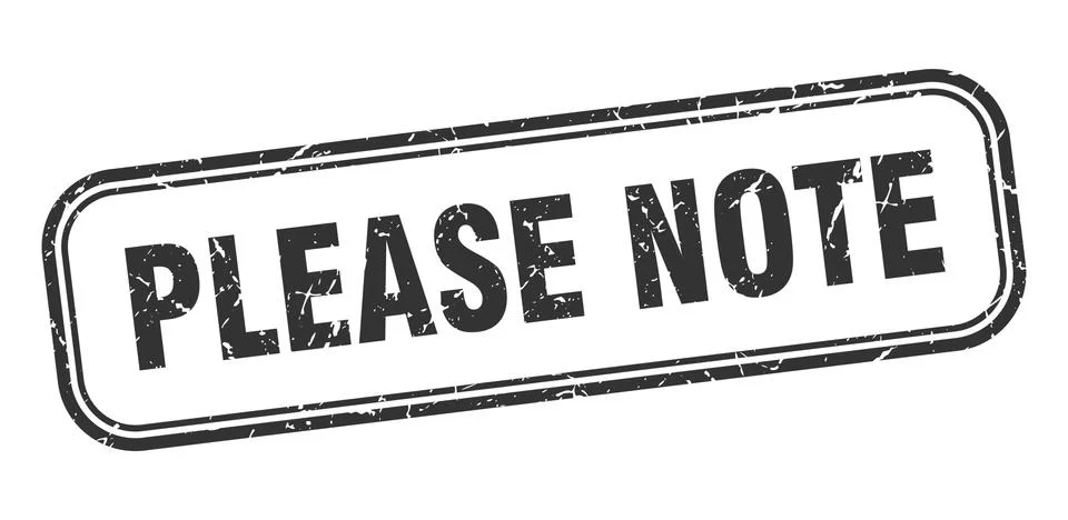 Please note stamp. please note square grunge black sign Stock Illustration