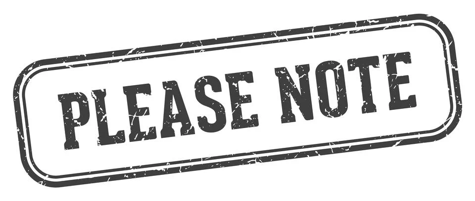 Please note stamp. please note rectangular stamp on white background Stock Illustration