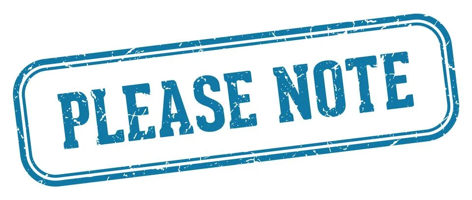 Please note stamp. please note rectangular stamp on white background Stock Illustration