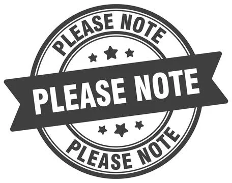 Please note stamp. please note label on transparent background. round sign Stock Illustration