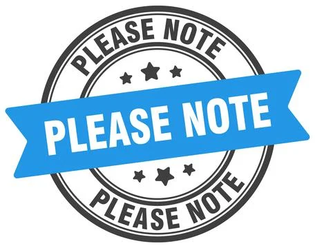 Please note stamp. please note label on transparent background. round sign Stock Illustration