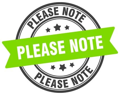 Please note stamp. please note label on transparent background. round sign Stock Illustration