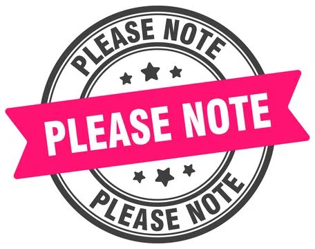Please note stamp. please note label on transparent background. round sign Stock Illustration
