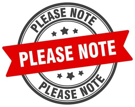Please note stamp. please note label on transparent background. round sign Stock Illustration