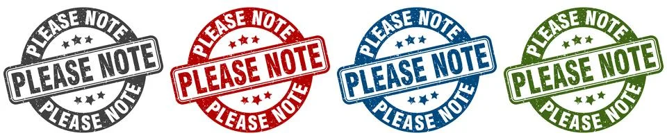 Please note stamp. please note round stamp set isolated on white background Stock Illustration