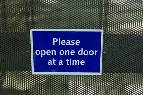 Please Open One Door Time Safety Notice Fotos Stock