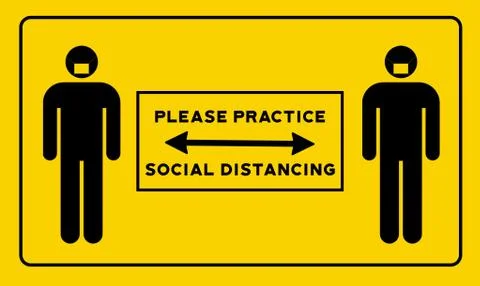 Please Practice Social Distancing Icon Infographic Sign Design Ilustração Stock