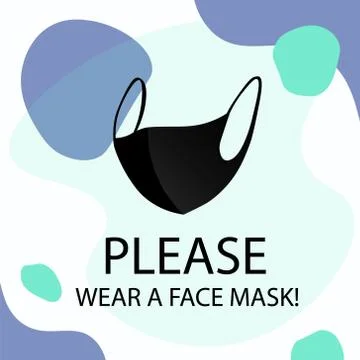 Please put on your mask. Stylish Square Poster Information about the re-opening Stock Illustration