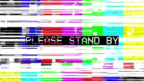 Please stand by color bars with high brightness noise glitch no signal. Stock-Footage 341456433