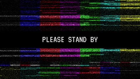 Please Stand By Glitch Text Animation with No Signal Screen, Retro Broadcas.. Stock Footage 332637098