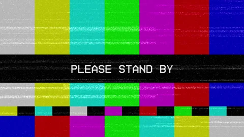 Please Stand By Glitch Text Animation with No Signal, Error Signal, and Dig.. Stock Footage 332637920