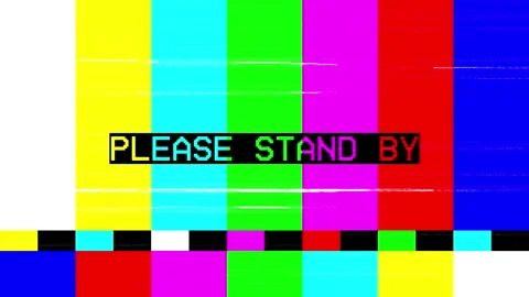 Please Stand By Glitch Text Animation with No Signal Broadcast, Static Nois.. Stock Footage 332637996