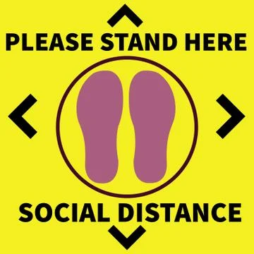 Please Stand Here, Keep Social distance for Shopping malls, Office, Industri Stock Illustration