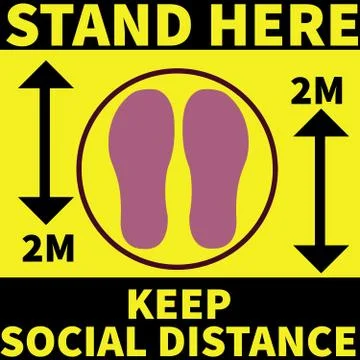 Please Stand Here, Keep Social distance for Shopping malls, Office, Industri Stock Illustration