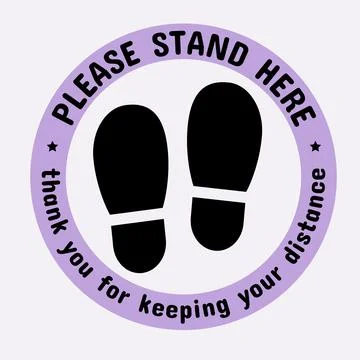 Please stand here sign. Round sign Stock-Illustration