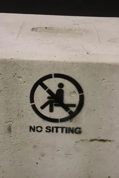 Please Stand, Not Sit: The No Sitting Sign Stock Photos