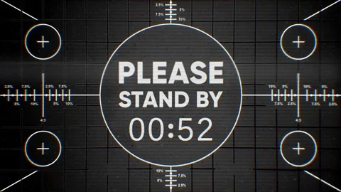 Please stand by test screen with countdown from 59 seconds, retro style. Stock Footage 330776531