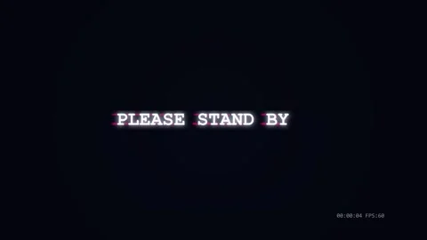 Please stand by text. Glitchy please stand by text with VHS recording interface Video stock 340550071
