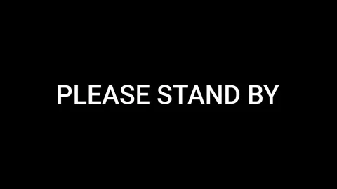 Please Stand By text with heavy glitch and RGB split on black background Video stock 317155806