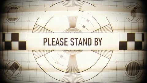Please stand by text on retro TV screen, no signal, no transmission, silence Stock Footage