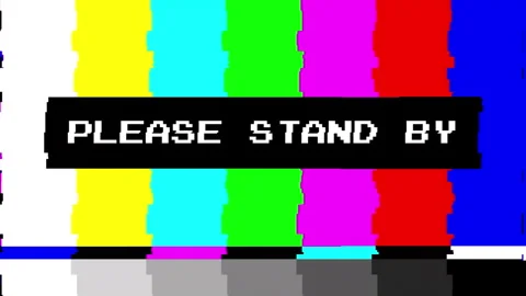 Please Stand By TV Screen Color Bars Test Pattern Glitch Stock Footage 341590086